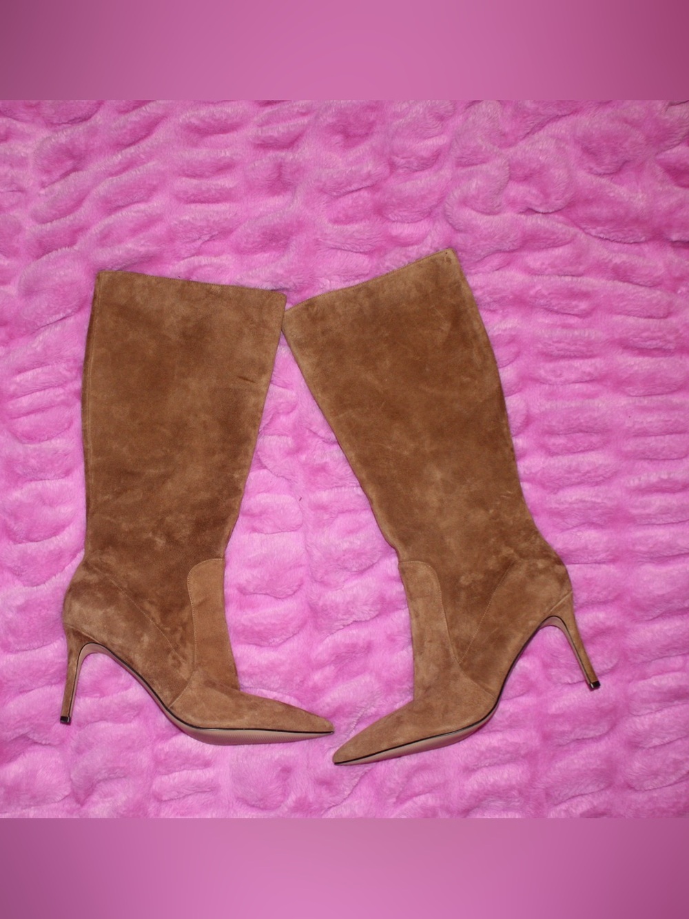 Women's Brown Suede Knee-High Stiletto Boots